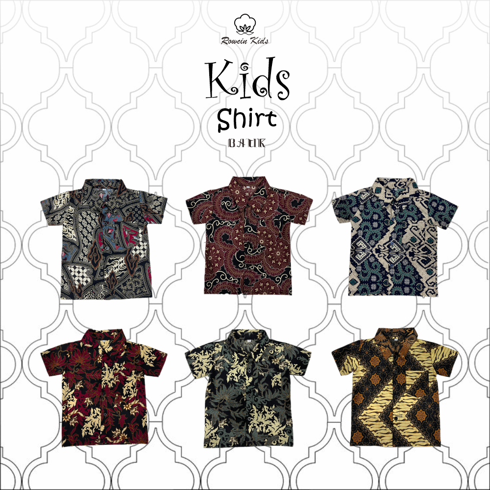 KEMEJA ANAK ANAK MOTIF BATIK PRIA DAN WANITA BAHAN RAYON ORGANIK UNISEX KIDS SHIRT KODE B