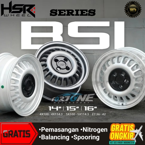 HSR BSI Ring 15 PCD 4X100, 4X114  Velg Mobil R15 Model Retro