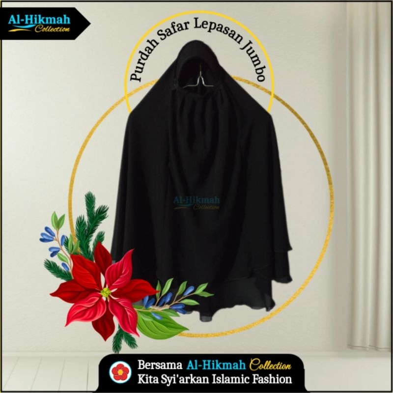 Purdah Cadar Safar Lepasan Jumbo Al Hikmah Collection Full Siffon Silky | Purdah Lepasan 2 Layer