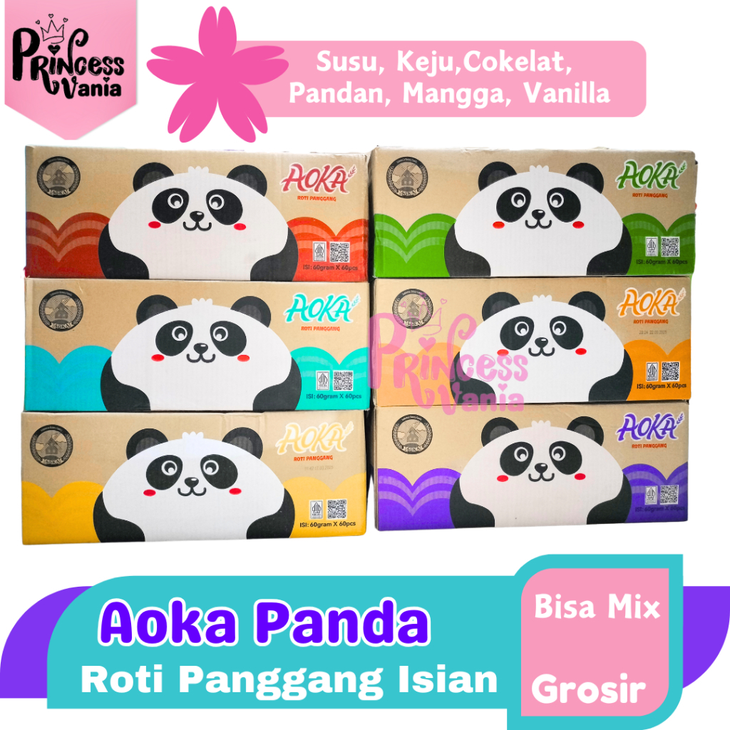 

AOKA PANDA GROSIR ROTI PANGGANG ISIAN RASA PANDAN KEJU COKLAT BISA MIX 60GR LEMBUT