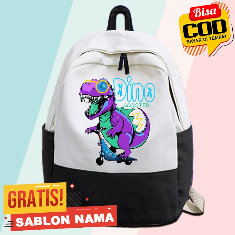 Tas Ransel Anak Sekolah Motif Dino Scooter - Tas Rensel Anak Laki Laki Dan Perempuan