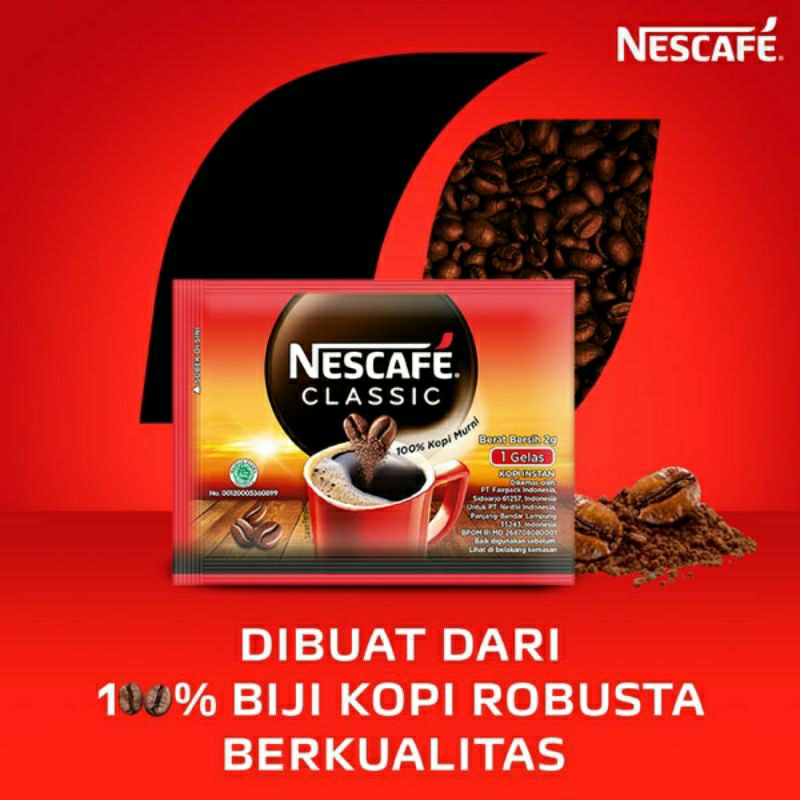 

Nescafe Classic Kopi Instan Kopi Hitam 2g