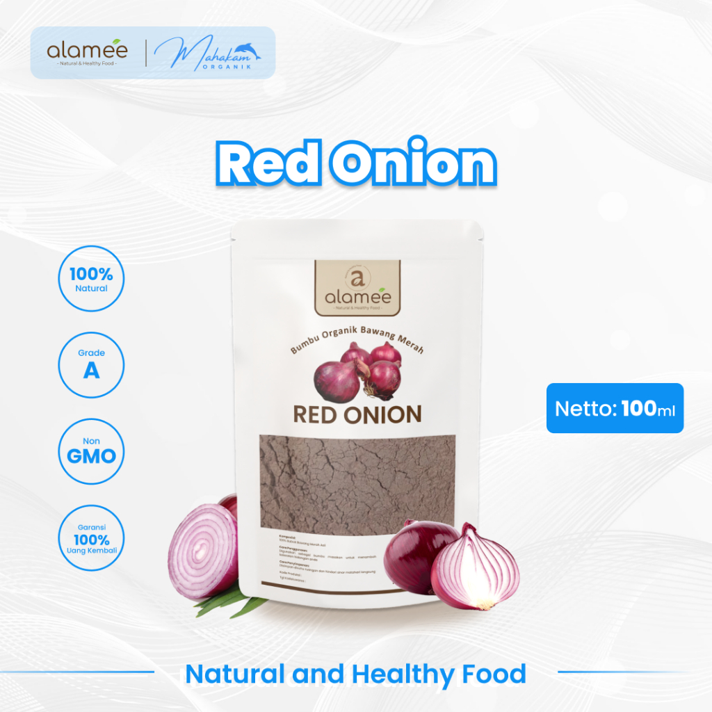 

ALAMEE Bawang Merah Bubuk Bumbu Dapur Instan Red Onion Powder Organik Masak Bamer 100 Gram