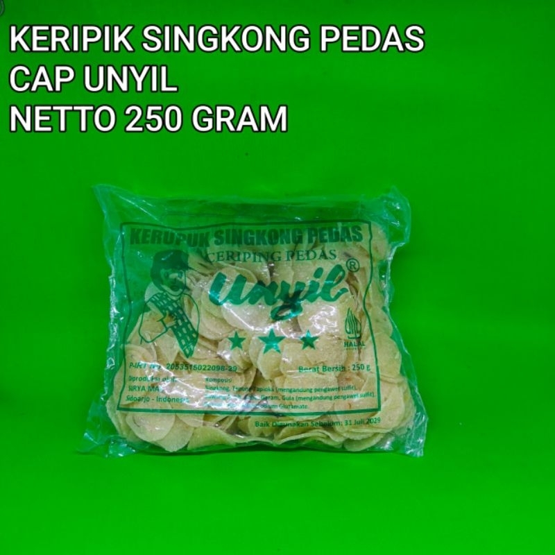 

KERUPUK SINGKONG CAP UNYIL PEDAS MENTAH 250 GRAM SERIPING KETELA ¼ KG