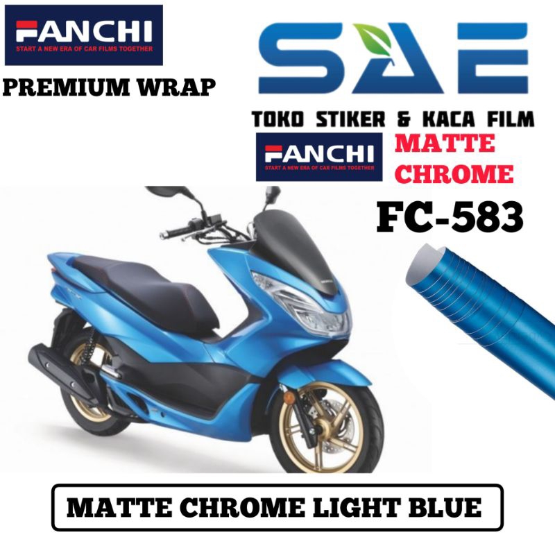 Sticker Skotlet Light Blue Matte Chrome Premium Fanchi Original Stiker Motor Biru Muda Doff