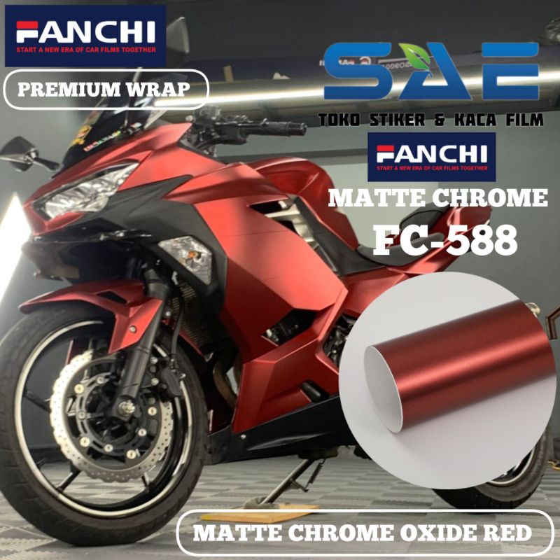 Sticker Skotlet Merah Maroon Doff Merek Fanchi Matte Chrome Oxide Red Original Premium L-50Cm