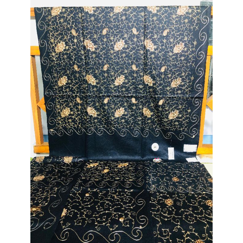 Sorban ALSHAFEDA Sorban Kashmiri Warna hitam Sorban Habib Motif Sulam Bordir