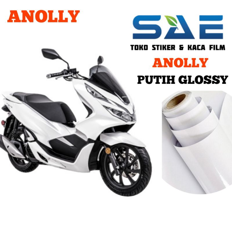 Skotlet Putih Glossy Sticker Motor