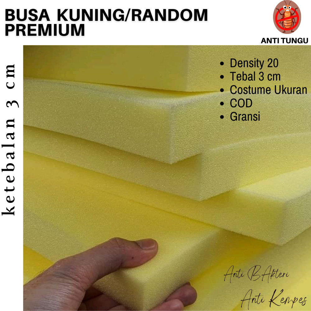 Busa kasur Tebal 3 Cm Ukuran 200x160 cm  Royal Foam Alas Tidur Lembaran Spons Spon Meteran Lapisan S