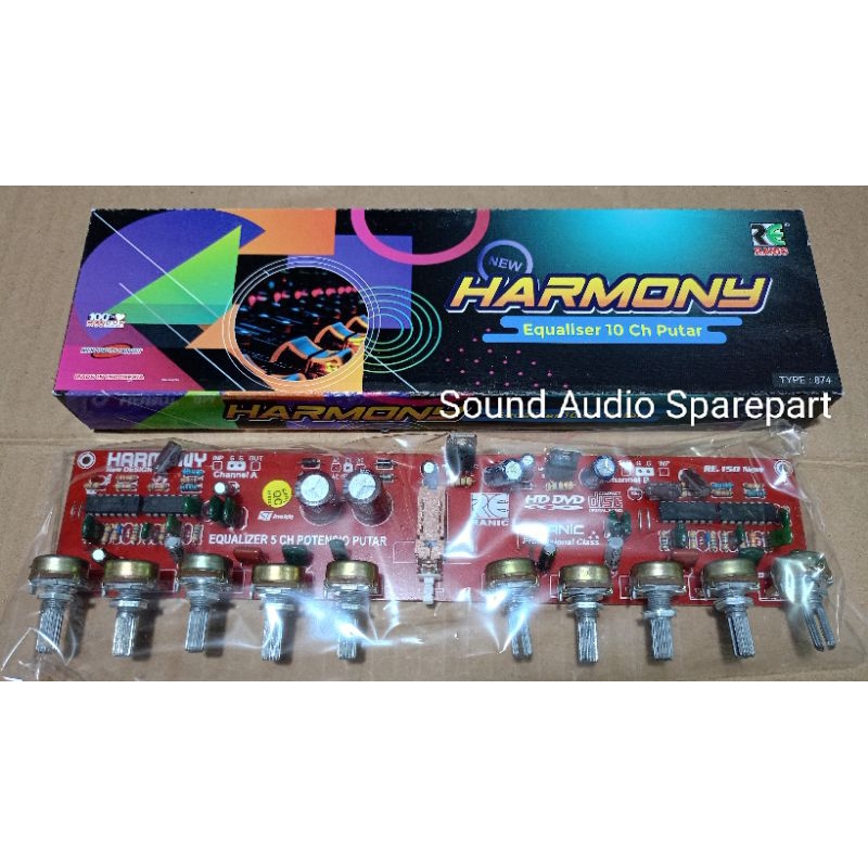 Kit Equalizer 10 Channel Stereo IC 4 x TL 084 Potensio Putar New Harmony / Kit Equalizer Stereo 10 C