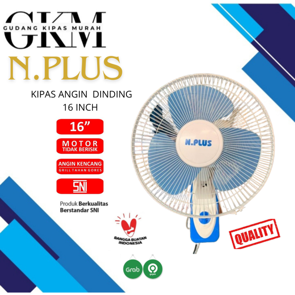kipas Angin Dinding 16 inch N.PLUS  Wall Fan N.plus 16 inch Kipas Dinding Nplus