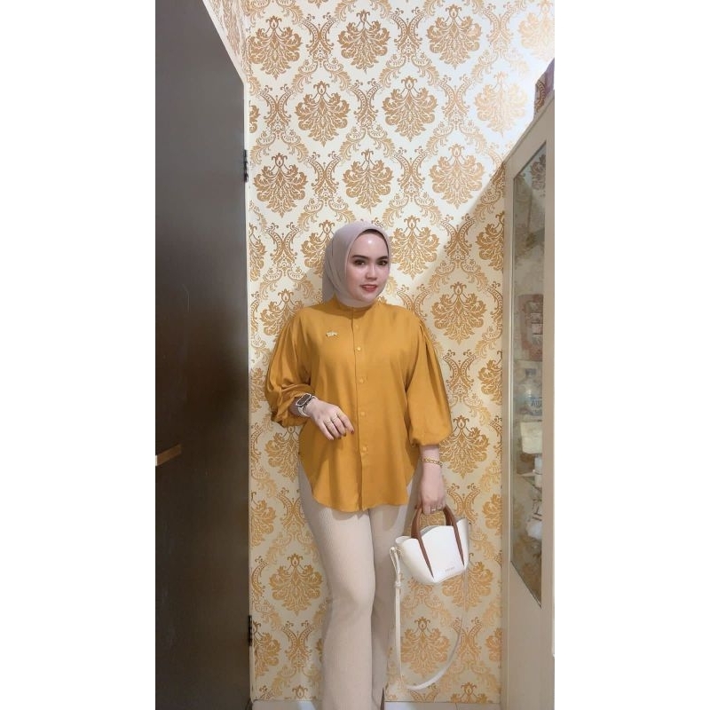 BLOUSE Wanita Bahan Rayon Twill  Lengan Balon LD 120