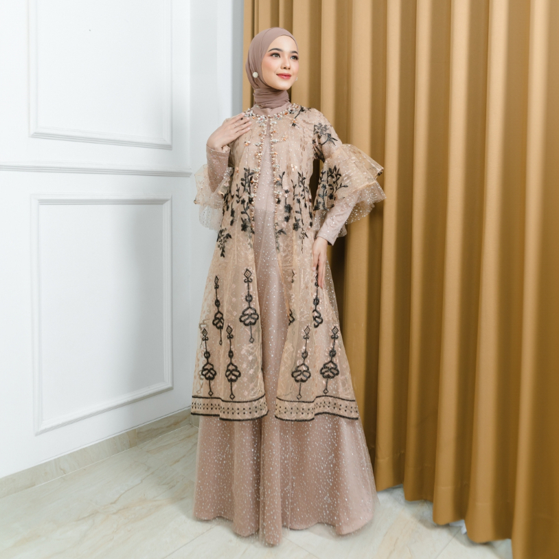 READY STOCK - LYF OFFICIAL - MANDA DRESS - A LINE - GAUN - PANJANG - RESEPSI LAMARAN PREWED LEBARAN 