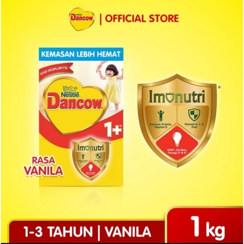 

Nestle DANCOW 1+ VANILA Susu Anak Umur, 1-3 Tahun, Ukuran : 1 kg Per Box