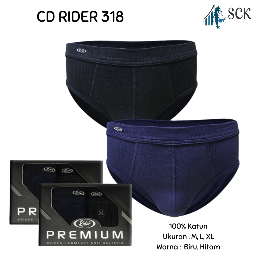 CD Pria RIDER 318 - 317 Katun Premium Tebal / CD Boxer Laki RIDER / Pakaian Dalam Pria Jumbo - sckme