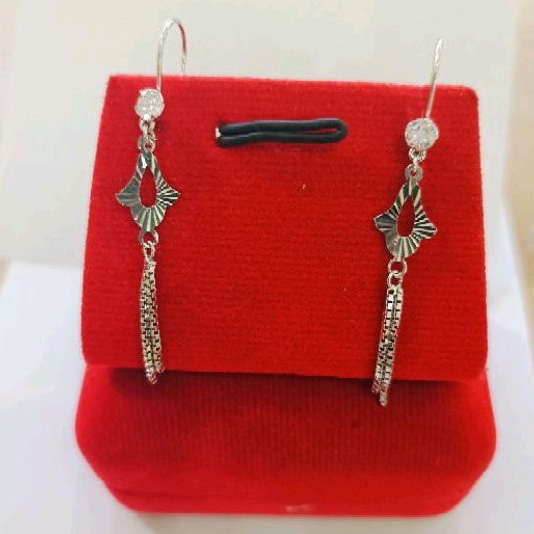 Anting panjang Dewasa Asli perak silver 925 lapis emas putih at010