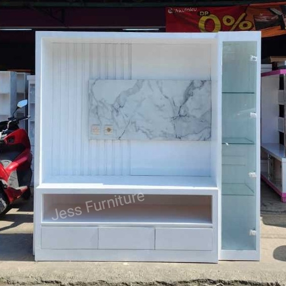 Lemari TV Jumbo Modern Minimalis / Bufet TV Lampu LED