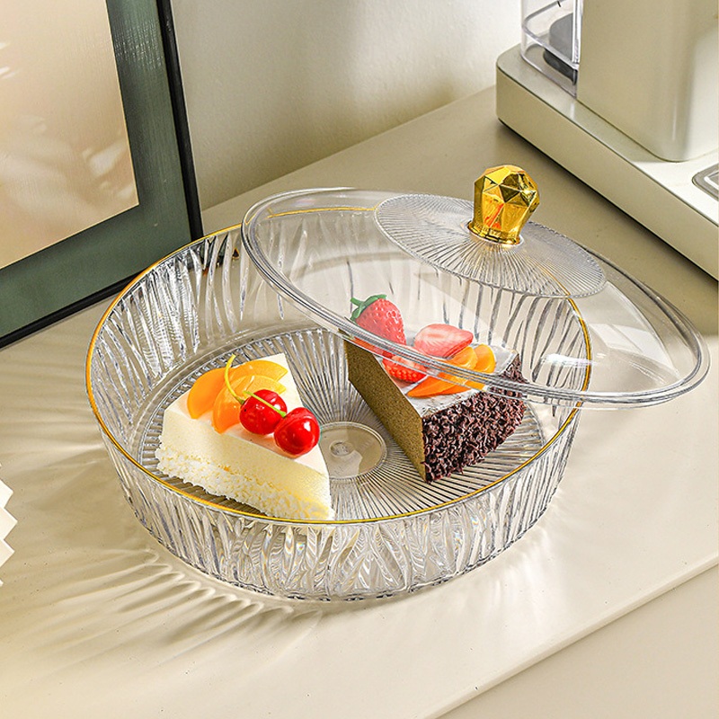 Piring Buah Transparan Eropa dengan Tutup, Piring Patisserie