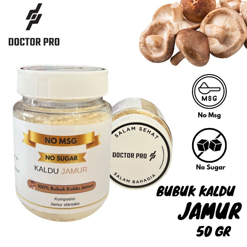 

Bubuk Kaldu Jamur Non Msg & Non Sugar | Kaldu Jamur Asli 50gr - Doctor Pro