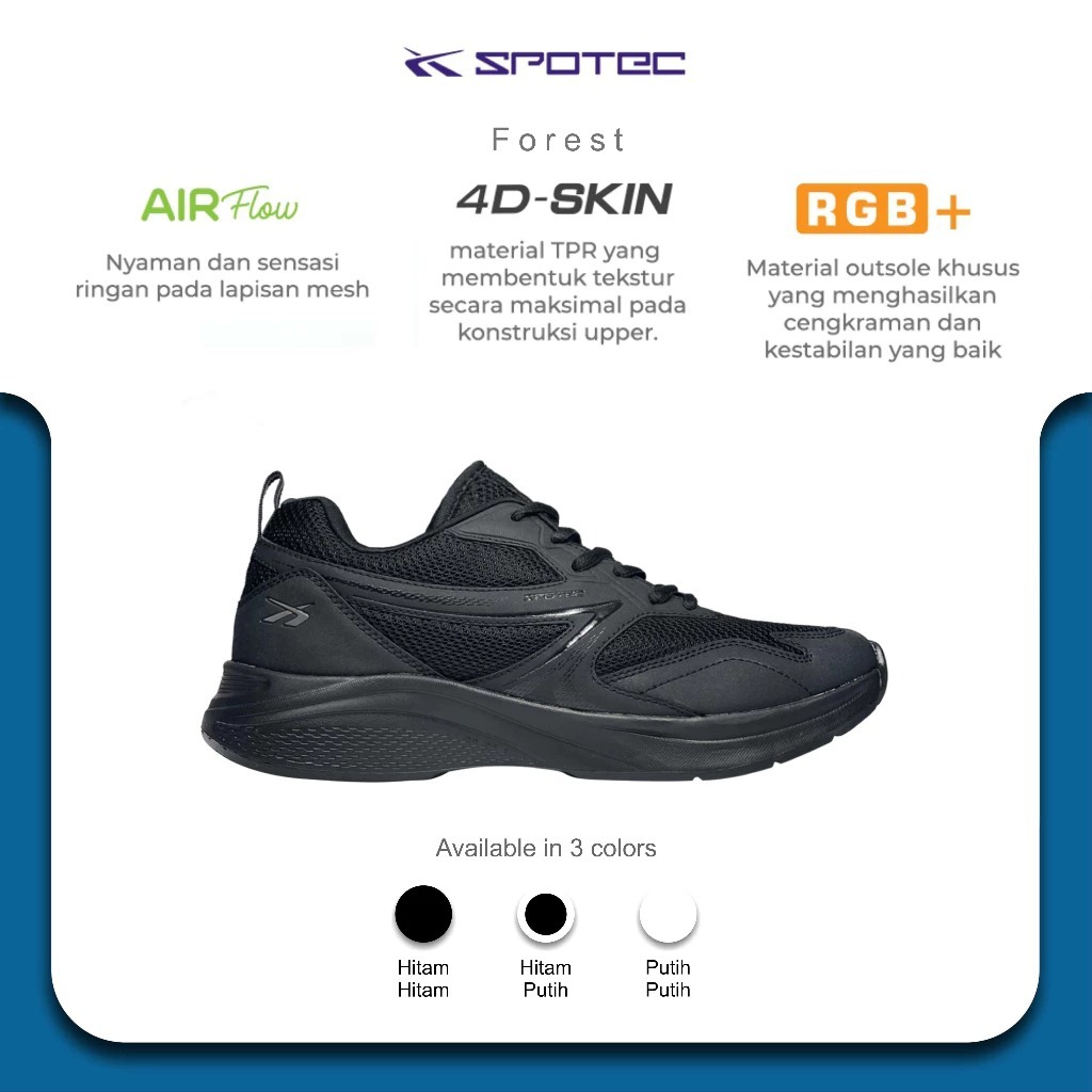 SPOTEC Sepatu STUDENT Artikel FOREST-Hitam/Hitam Spotec Original