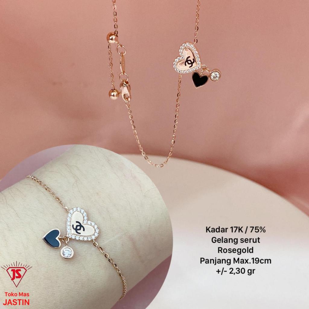 gelang serut new fashion rosegold emas kadar 17k/750