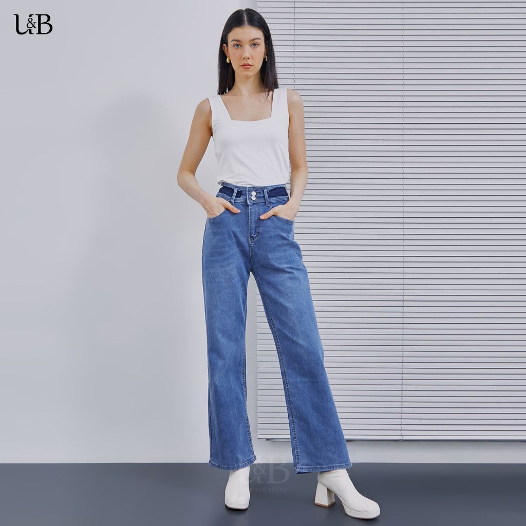 U&B - 802 | Celana Jeans Wanita Kulot Baggy Premium Quality Highwaist Melar Stretchy Nyaman Polos Re