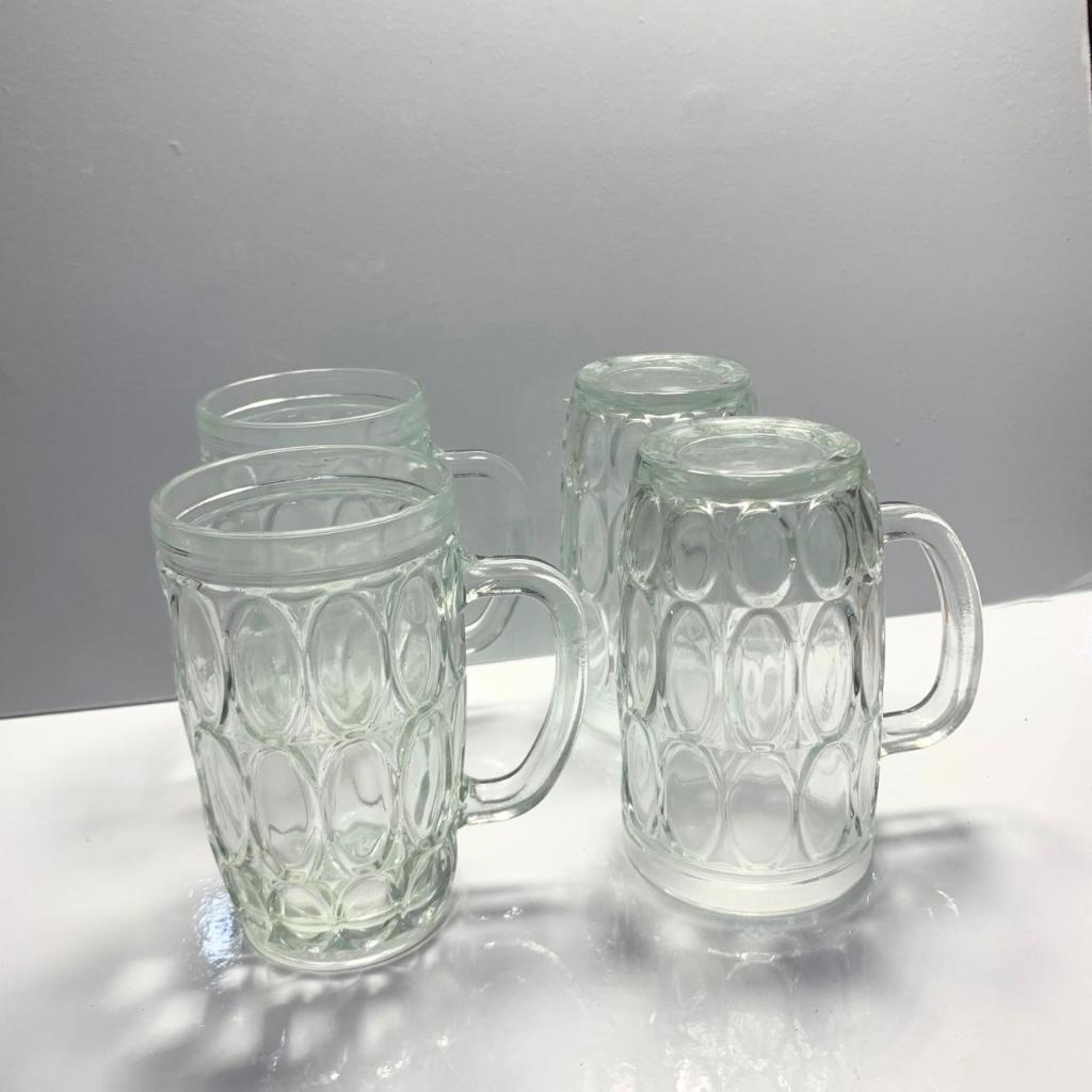 6/12 Pcs Gelas Kaca Gagang Jempol / Gelas Teh Kopi / Gelas Kaca 1 Lusin