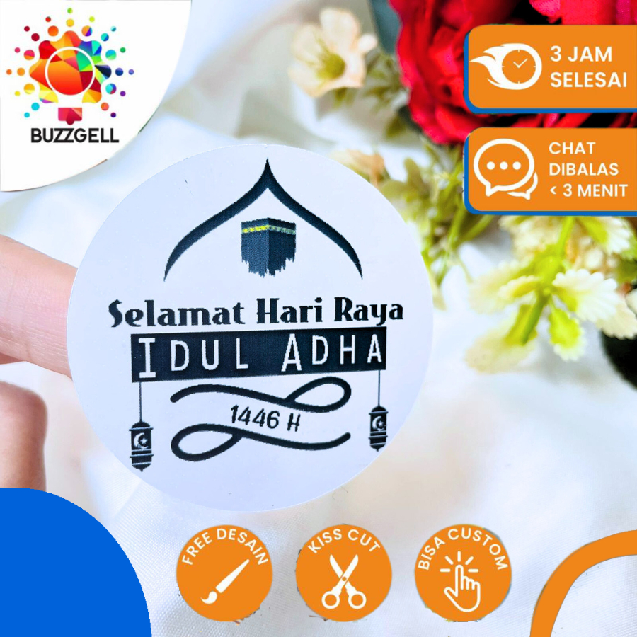 

5-8 Stiker Label Lebaran Haji Sticker Edisi Idul Adha Qurban Custom Free Desain Bulat Chromo Buzz