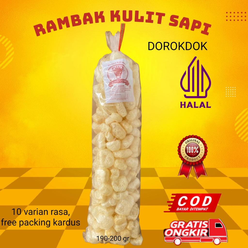 

Kerupuk kulit sapi asli 190-210 g, dorokdok 1 bal, rambak kulit sapi enak gurih renyah Murah Halal