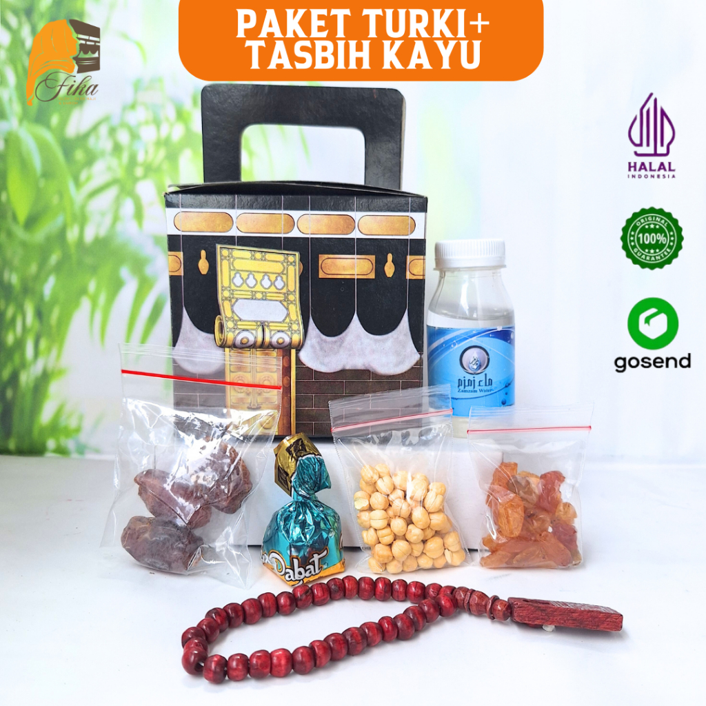 

Paket Oleh Oleh Haji dan Umroh Bingkisan From Hajj Coklat Turki danTasbih Kayu Air Zamzam Original