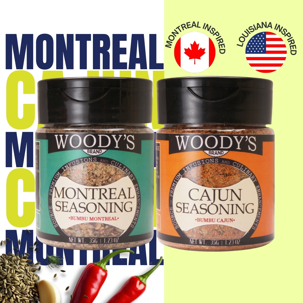 

[DUO PACK] WOODYS BRAND Bundling 2 x Bumbu Montreal dan Cajun Serbaguna 35 Gram Dry Rub Marinasi Serbaguna Rendah Kalori Rempah BBQ Grill