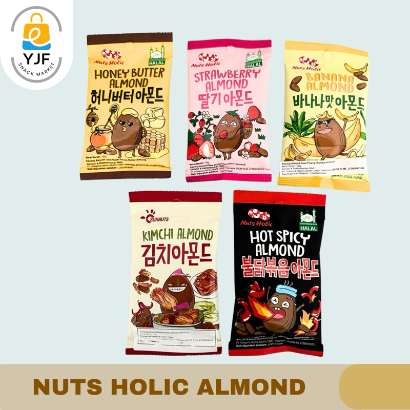 

Nuts Holic Almond / Almond Korea Honey Butter / Nut Almond Import Strawberry / Kimchi / Wasabi / Honey Spicy - 30g 1PCS