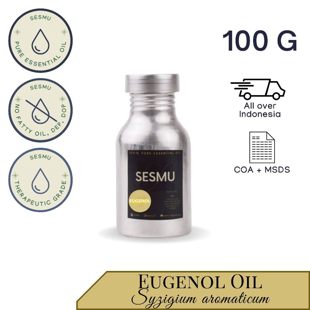 100 GR / 100 ML EUGENOL USP 100% PURE ESSENTIAL OIL / MINYAK ATSIRI