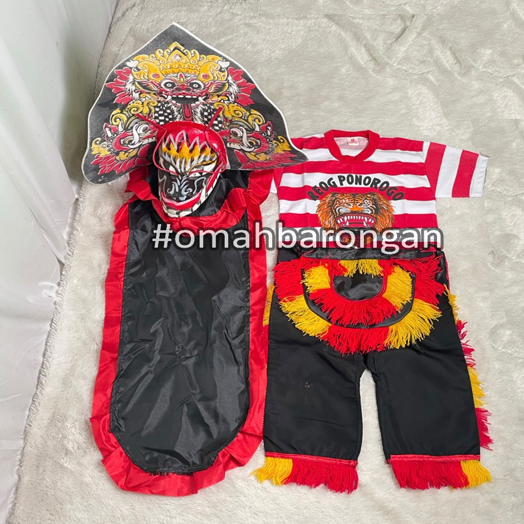 Mainan Anak Stelan Kaos Celana Reog Ponorogo dan Barongan Devil Caplokan Spon Free Embong Kemul