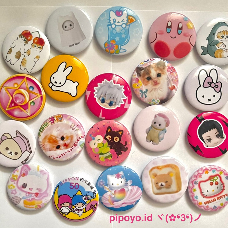 Pin bross button pin lucu japanese aesthetic sanrio mofusand sylvanian families jjk