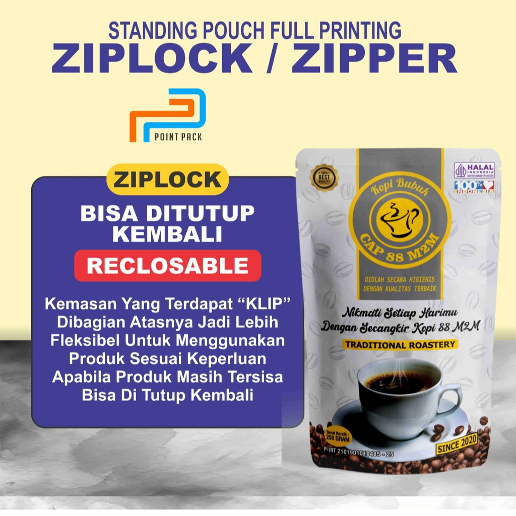 

ZIPPER/ZIPLOCK STANDING POUCH CUSTOM KEMASAN MAKANAN RINGAN