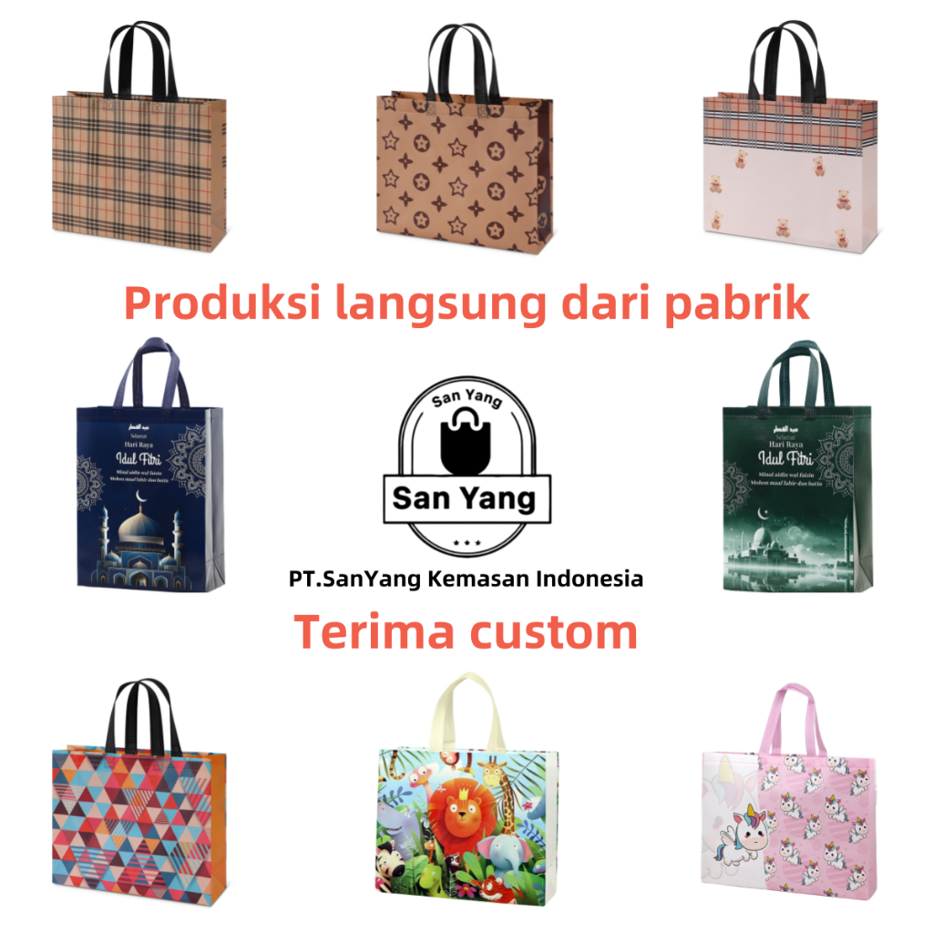 

Tas Belanja / Tote Bag Spunbond/ Goodie Bag Spunbond /Tas Spunbond /Kain Motif Premium Kantong Jumbo Tas Kado Gift WFB