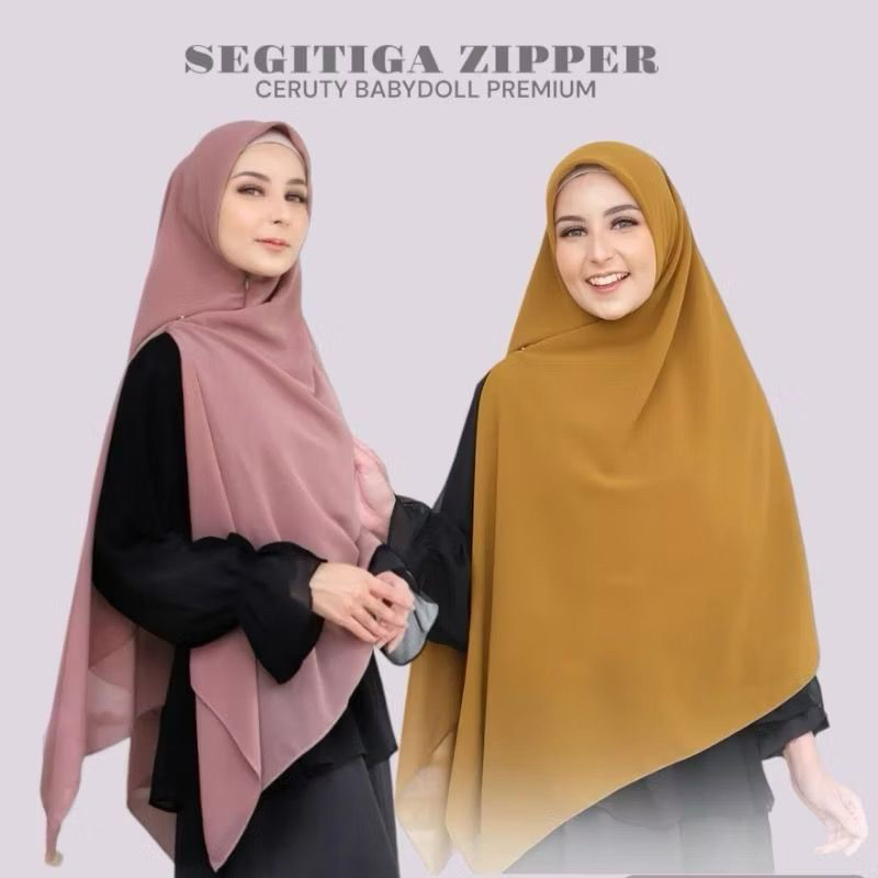 Hijab Instan  Syari Fatimah Khimar 2 Layer Kerudung Instan Jilbab instan Hijab Zipper Instan Jumbo S