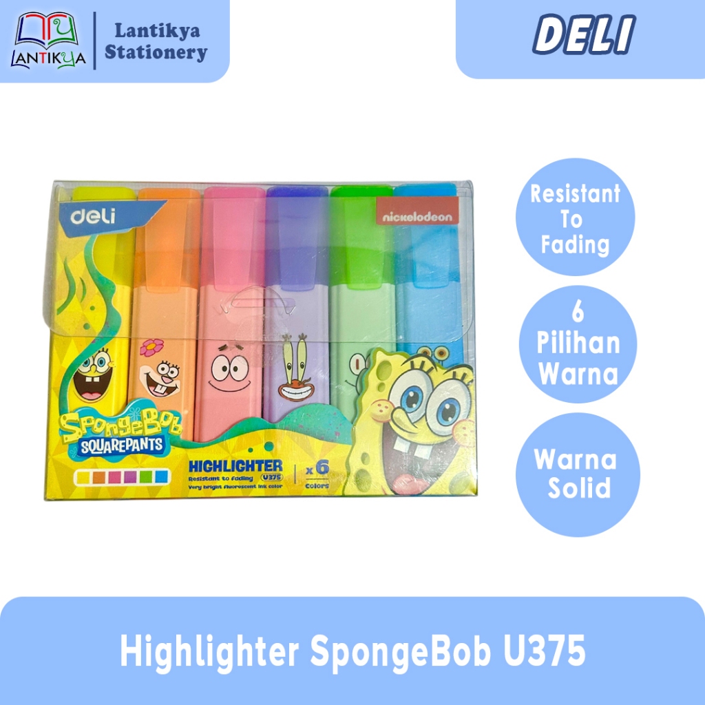 

DELI Highlighter Spongebob U375/ 1 Set isi 6 Warna
