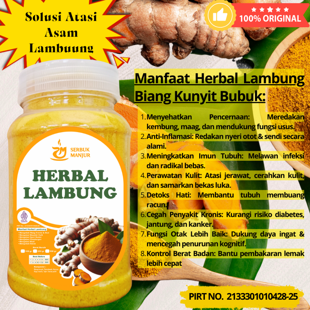 

Serbuk Kunyit Asli Kunyit Bubuk Biang Kunyit Herbal Asam Lambung Magh Gerd Ekstrak Kunyit Temulawak Serbuk Kunyit Asli – Alami & Berkhasiat! Penambah Imun, Pereda Radang, Minuman Sehat Harian