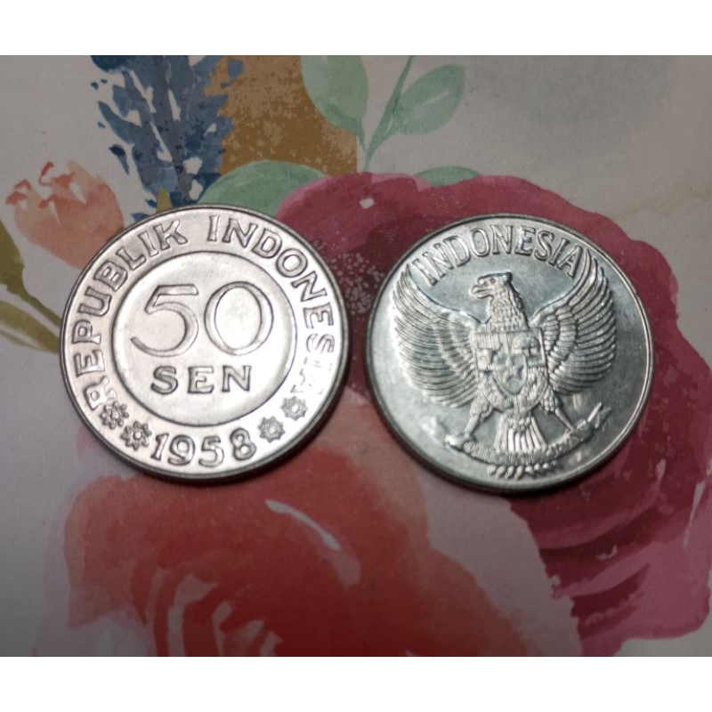 uang koin kuno 20 sent asli tahun 1958
