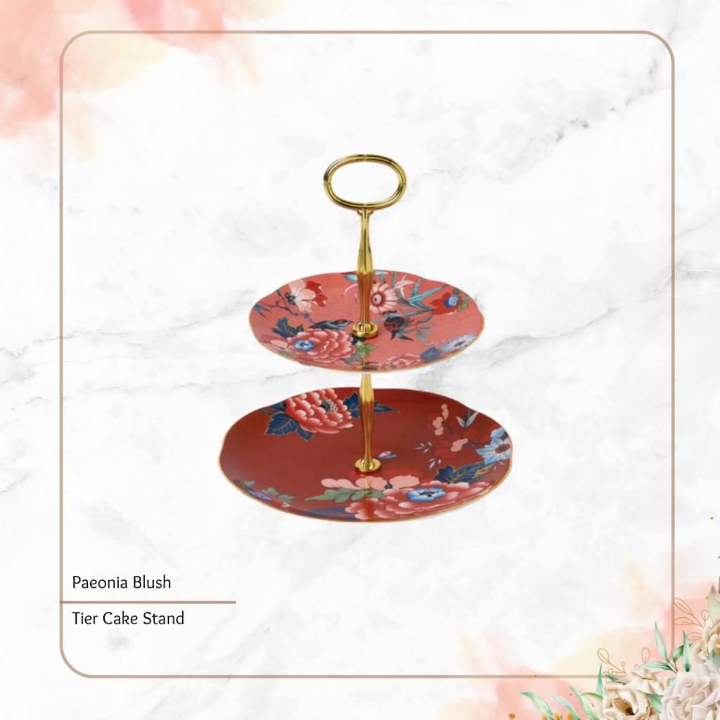 Wedgwood Paeonia Blush - Tier Cake Stand / Tempat Kue / Wadah Kue | Tempat Kue Bertingkat 3 Susun