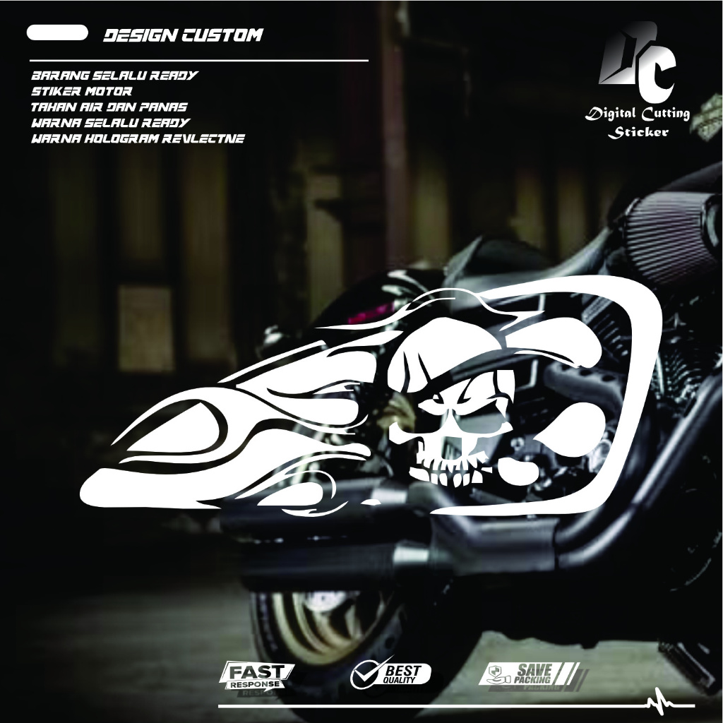 STICKER motor CB RACING TENGKORAK API TANK HARLEY ATAU VESPA