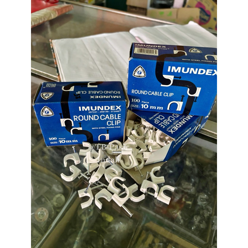 KLEM KABEL IMUNDEX no ukuran 4 8 9 10 12 14mm PAKU DAN BETON ROUND KABEL CABLE CLIP KABEL KLIP KABEL