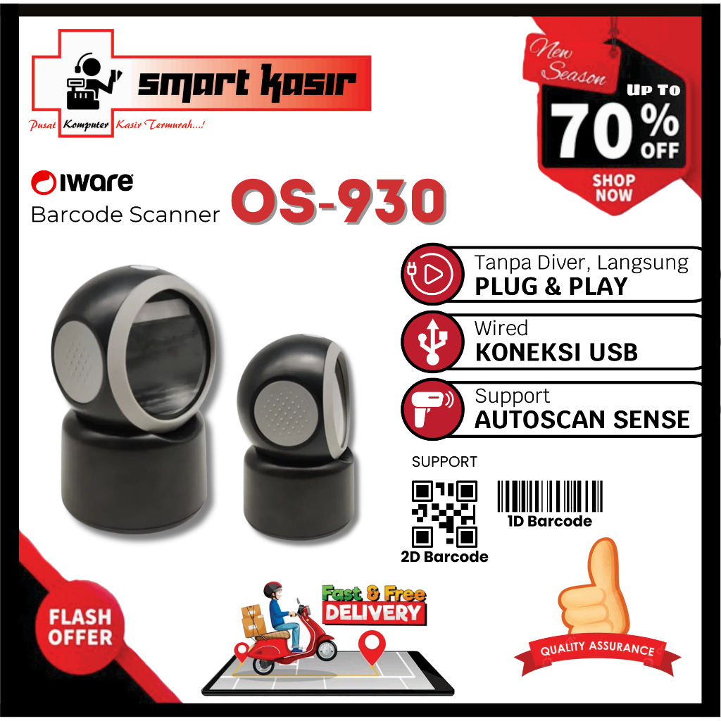 IWARE -  BARCODE SCANNER IWARE OMNI 2D OS-930 USB