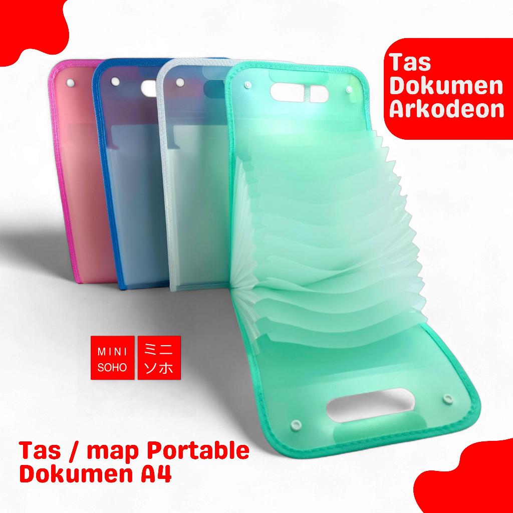 

Tas Dokumen A4 Folder Map Tas File Handle Warna Transparan Anti Air Multi Layer Folder 13 Sekat Map