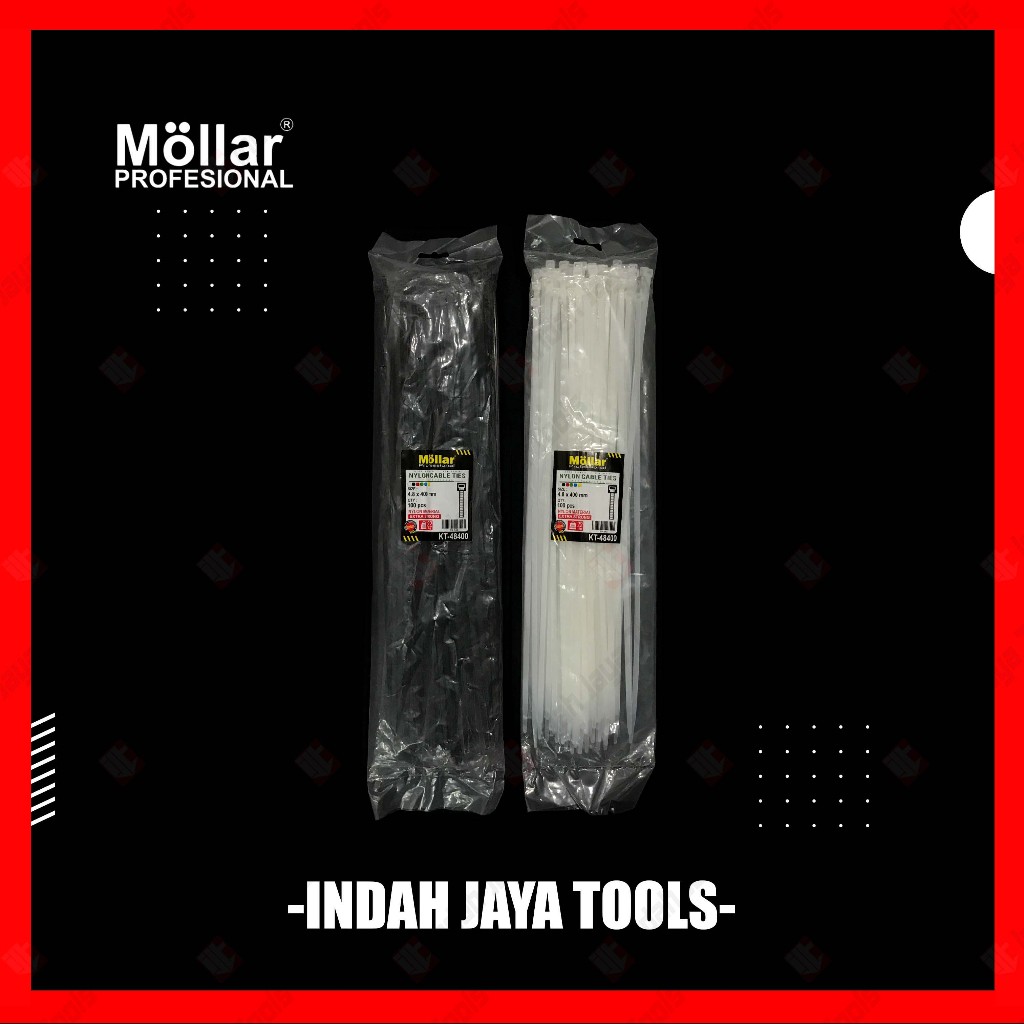 

MOLLAR Cable Ties 4.8 x 400 mm HITAM PUTIH Kabel Tie 40 cm Pengikat Strap Nylon