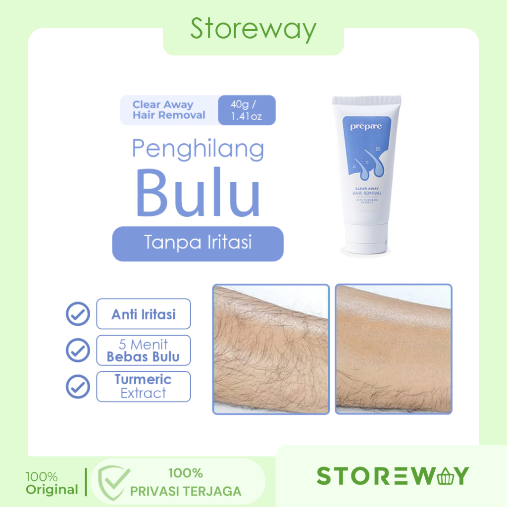 Prepare - Cream Penghilang Bulu Remover Bulu Ketiak Perontok Bulu Kaki Penghilang Bulu Ketiak