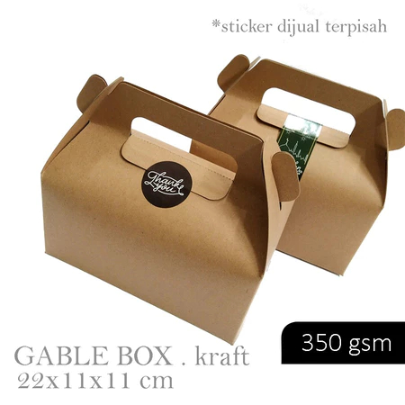 

( 10 pcs ) gabele box kraft packaging hampers 2 toples jar kue kering 250gr dus handle coklat polos 22x11x11 cm