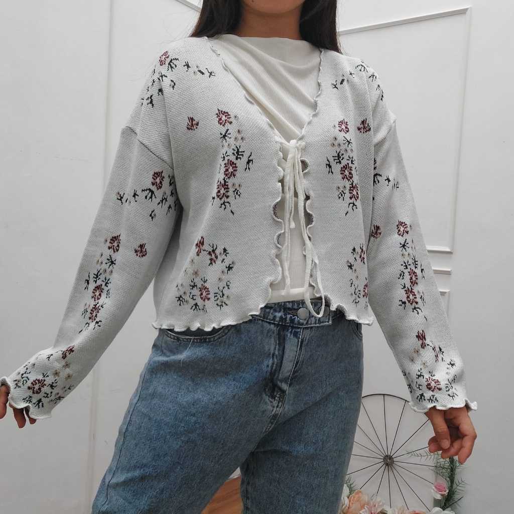Be.gracious-Jaiko cardi / cardi rajut motif bunga / cardi wanita kekinian